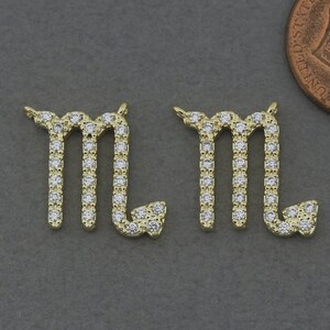 Scorpio Brass Pendant . Constellation, Zodiac Sign Pendant . Birthday Gift . Polished Gold Plated / 1 Pcs - AC329-PG-10