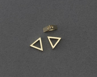 Triangle Brass Pendant . Jewelry Craft Supply . 16K Polished Gold Plated over Brass / 2 Pcs - FC235-PG