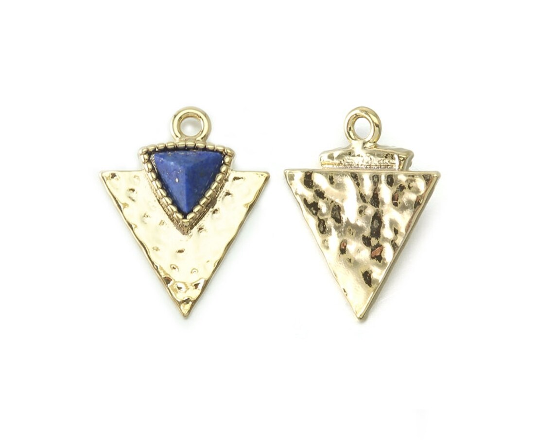 Triangle Dot Stud in Lapis