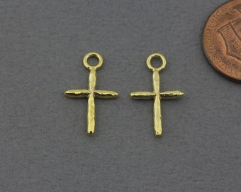 Cross Brass Pendant (Small) . Jewelry Craft Supplies . Polished Gold Plated / 2 Pcs - AC269-PG