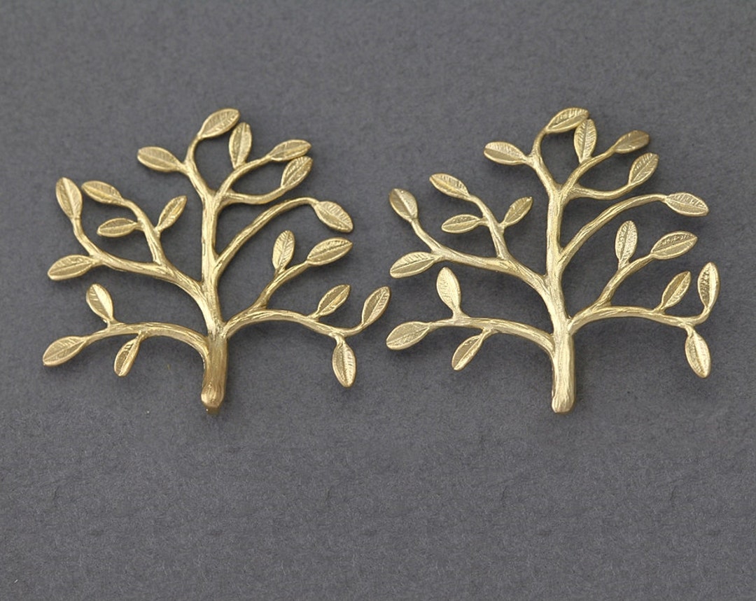 Tree Brass Pendant . Jewelry Craft Supply . 16K Matte Gold Etsy