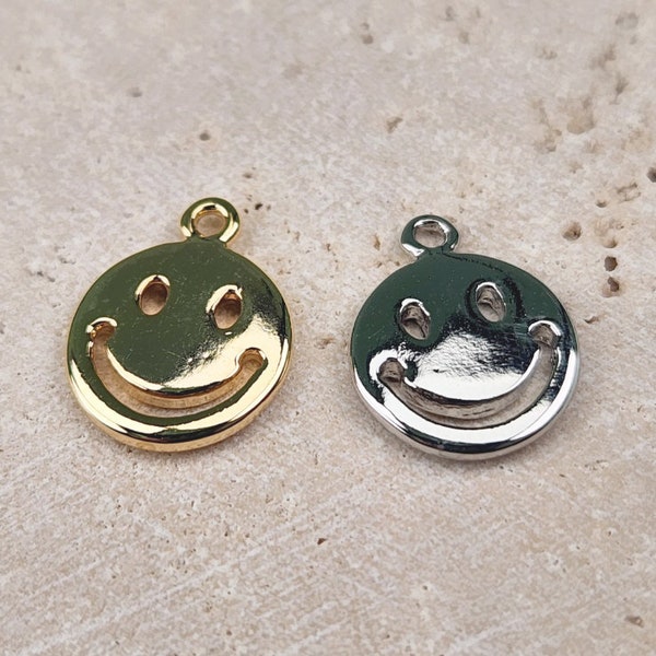 Smile Pendant . Jewelry Craft Supply . Polished Plated / 2 Pcs - Item No. EC065
