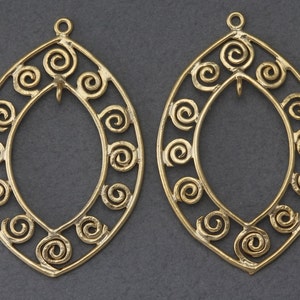 Teardrop Brass Pendant . Jewelry Craft Supply . 16K Matte Gold Plated over Brass  / 2 Pcs - FC141-MG