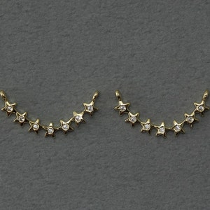Cubic Star Brass Connector . Wedding Jewelry, Bridal Jewelry . 16K Polished Gold Plated over Brass / 2 Pcs - FC218-PG-CR