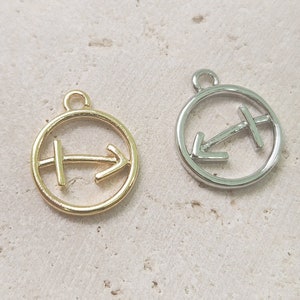 Sagittarius Brass Pendant . Zodiac Sign, Horoscope . Polished Plated / 2 Pcs - Item No. AC401