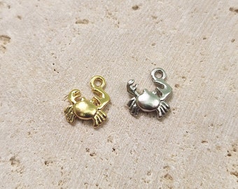 Crab Brass Pendant . Jewelry Craft Supply . Matte Plated / 2 Pcs - Item No. AC125