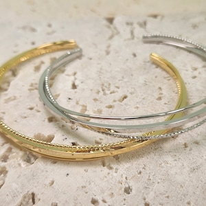 Adjustable Bangle Bracelet . Bracelet Components . Polished Plated / 2 Pcs - Item No. EC361