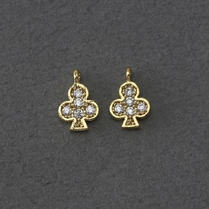 Colgante de latón con trébol. Joyería de boda, joyería nupcial. Chapado en oro pulido sobre latón / 1 pieza - BC210-PG-CR