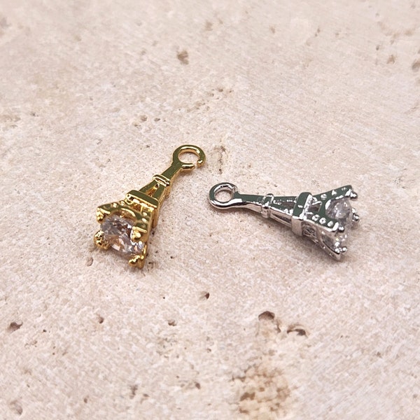 Eiffel Tower Pendant . Wedding Jewelry, Bridal Jewelry . Polished Plated / 2 Pcs - Item No. BC034