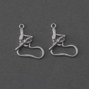 50% OFF . Boots Brass Pendant . Matte Original Rhodium Plated / 2 Pcs - GC123-MR-CR