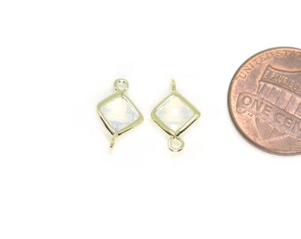 Opal Glass Connector . Jewelry Craft Supplies . Polished Plated / 2 Pcs - Item No. CG075-OP