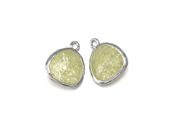 Jonquil Glass Pendant . Rock Crystal Version . Polished Original Rhodium Plated / 2 Pcs - AG001R-PR-JQ