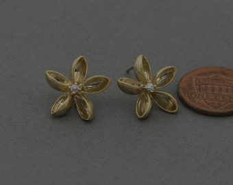 Orecchini a perno a forma di fiore, gioielli da donna, in argento con zirconi placcati in argento, alla moda, forma rotonda, 10 mm, Zirconia cubica
