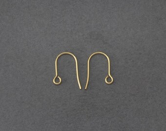 Basic Hook Earring . Earring Component . 16K Polished Gold Plated over Brass  / 50 Pcs - NC033-PG