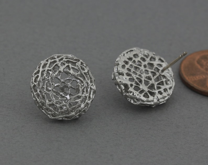 925 Sterling Silver Post Round Post Earring Matte Original Rhodium Plated 2 Pcs Earring Component FC617-MR