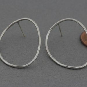 Oval Post Earring . Earring Component . 925 Sterling Silver Post . Matte Original Rhodium Plated / 2 Pcs - FC631-MR