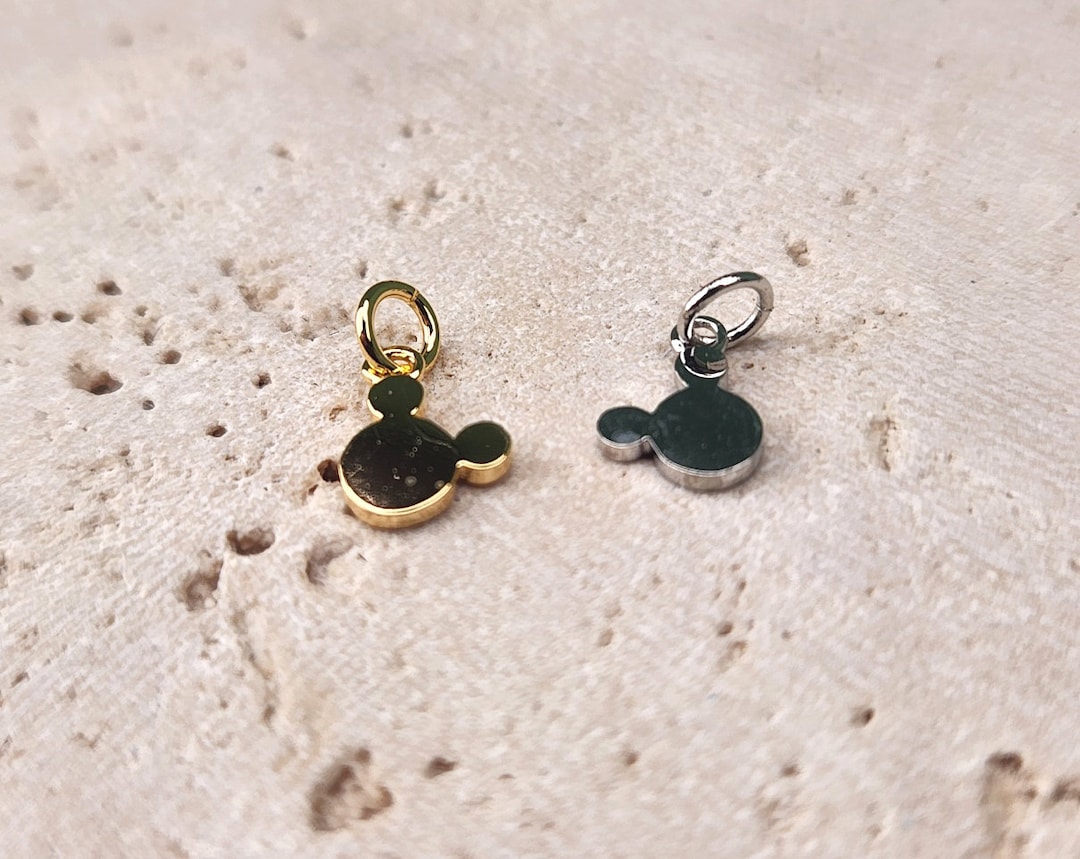 Mickey Mouse Pendant (small) . Jewelry Findings . Polished Plated / 2 ...