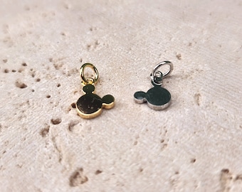 Mickey Mouse Pendant (Small) . Jewelry Findings . Polished Plated / 2 Pcs - Item No. EC348