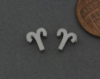 Aries Brass Bead . Constellation, Zodiac Pendant . Birthday Gift . Matte Original Rhodium Plated / 2 Pcs - FC749-MR-3