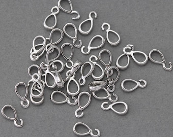 Brass Bail . Jewelry Findings . Polished Original Rhodium Plated over Brass  / 10 Pcs - NC042-PR