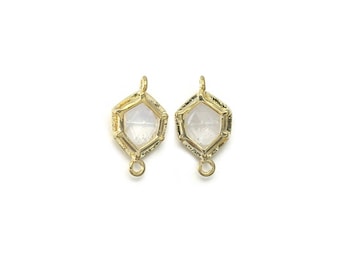 Connettore per pietre preziose di cristallo. Forniture per gioielli artigianali. Placcato oro lucido / 2 pezzi - DG078-PG-CR