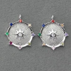 Star Brass Pendant . Wedding Jewelry, Bridal Jewelry . Polished Original Rhodium Plated  / 2 Pcs - FC393-PR-MS