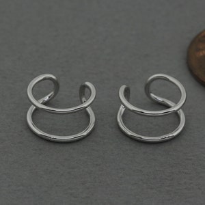Brass Ear Cuff . Wedding, Bridal Jewelry, Nickel Free . Polished Original Rhodium Plated / 2 Pcs - EC337-PR