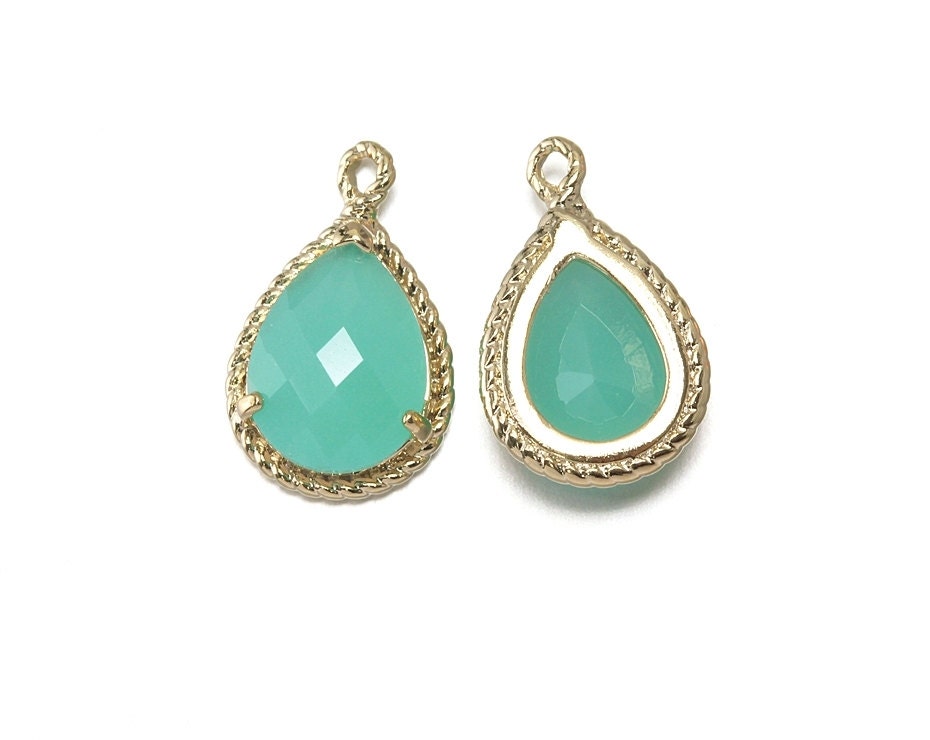 Mint Glass Pendant . Jewelry Craft Supplies . 16K Polished Etsy UK