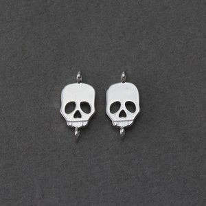 Skull Brass Connector . Jewelry Craft Supply . Polished Original Rhodium Plated over Brass  / 2 Pcs - FC193-PR