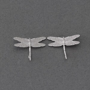 Dragonfly Brass Connector . Jewelry Craft Supply . Matte Original Rhodium Plated over Brass / 2 Pcs - FC049-MR