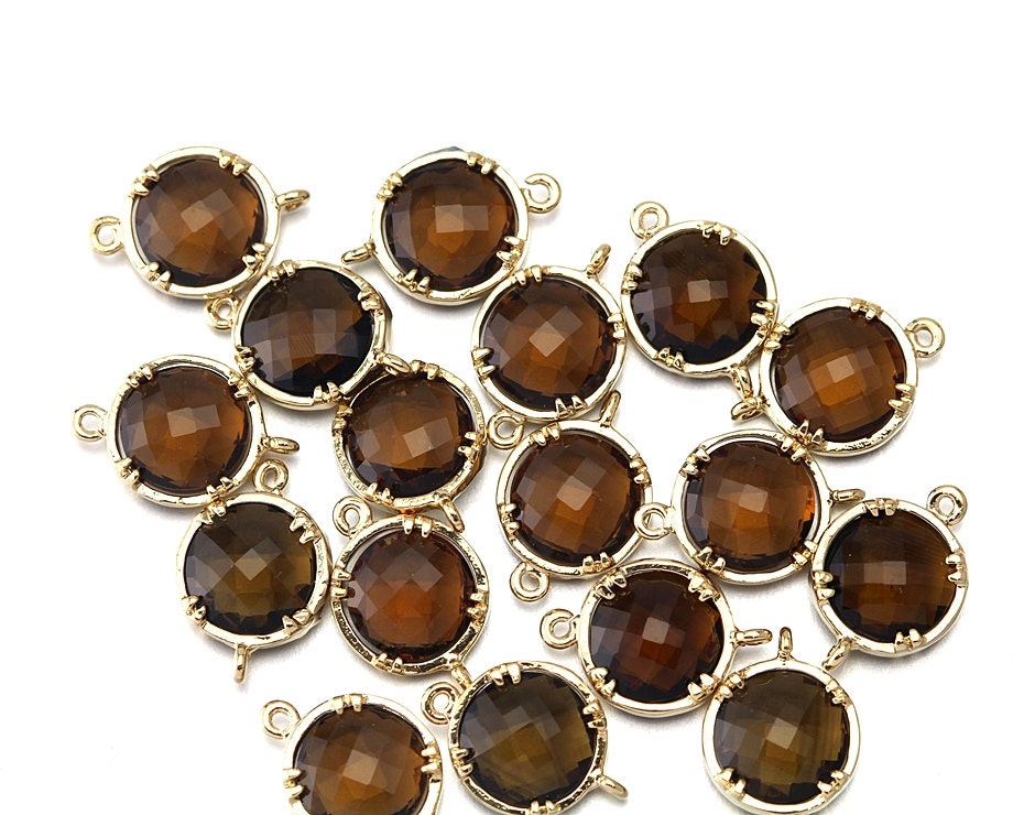 Smokey Topaz Crystal Gold Plated Filigree Connector Charms - Gold Plat –  The Attic Exchange