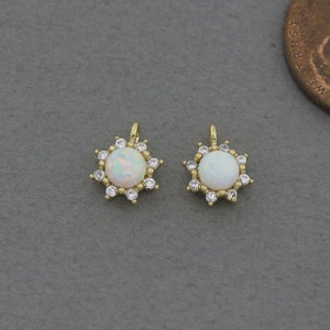 Opal Star Pendant . Wedding Jewelry, Bridal Jewelry . Polished Gold Plated / 2 Pcs - FC778-PG-OP