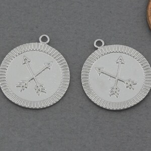 Arrow Brass Pendant . Jewelry Craft Supplies . Matte Original Rhodium Plated / 2 Pcs - FC459-MR