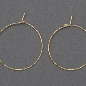 22mm Ring Hook Earring . Earring Component . 16K Polished Gold Plated over Brass  / 20 Pcs - NC058-PG