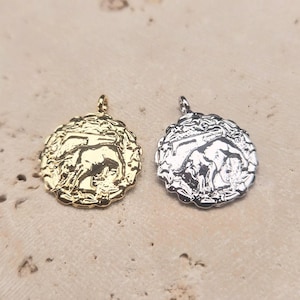 Bull Brass Pendant . Jewelry Craft Supplies . Polished Plated / 2 Pcs - Item No. BC381