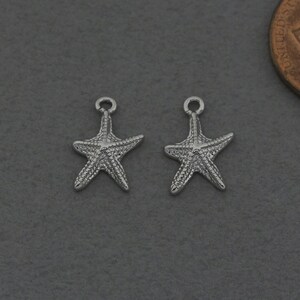Starfish Brass Pendant (Small) . Jewelry Craft Supplies . Polished Original Rhodium Plated / 2 Pcs - AC348-PR