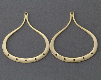 Teardrop Brass Connector . Jewelry Craft Supply . 16K Matte Gold Plated over Brass  / 2 Pcs - GC011-MG