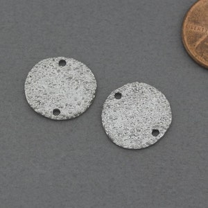 Round Brass Connector . Jewelry Craft Supplies . Matte Original Rhodium Plated / 2 Pcs - FC450-MR
