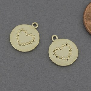 Heart Brass Pendant . Jewelry Craft Supplies . Polished Gold Plated / 2 Pcs - FC557-PG