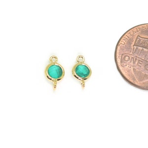 Emerald Glass Connector . Jewelry Craft Supplies . Polished Plated / 2 Pcs - Item No. CG078-EM