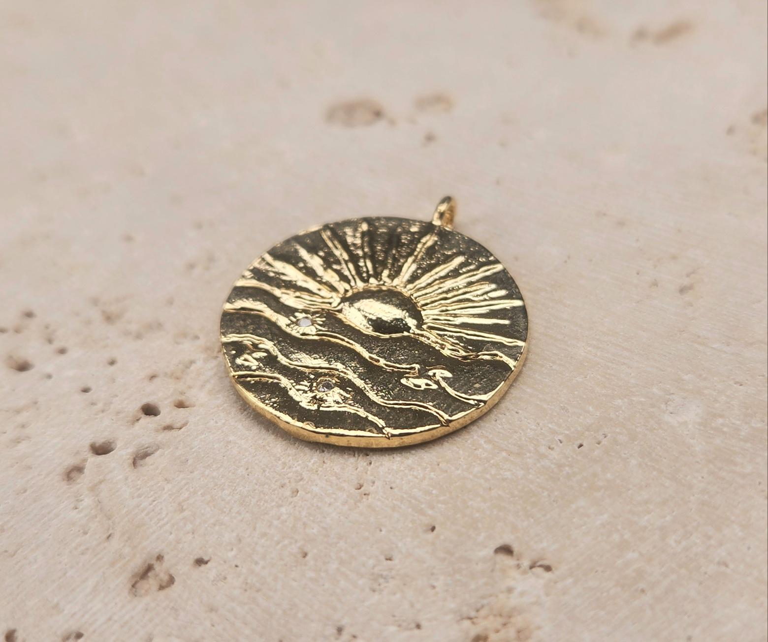 アクセサリー SUN Sun Pendant . Wedding Jewelry . Polished Plated / 2 Pcs