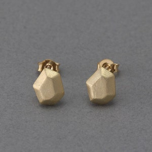 Hexagon Post Earring . Earring Component . 925 Sterling Silver Post . 16K Matte Gold Plated over Brass  / 2 Pcs - FC128-MG