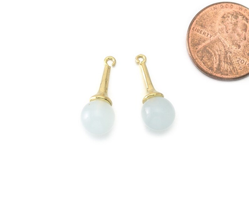 Alice Blue Glass Pendant AG046-PG-AB Jewelry Craft Supplies Polished Gold Plated 2 Pcs