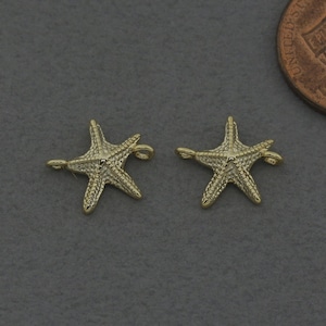 Starfish Brass Connector . Jewelry Craft Supplies . Polished Gold Plated / 2 Pcs - AC349-PG