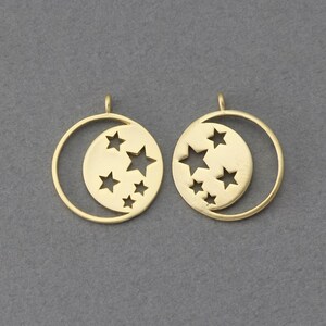 Star Brass Pendant . Jewelry Craft Supply . 16K Matte Gold Plated over Brass  / 2 Pcs - FC090-MG