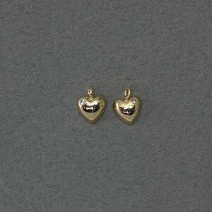 Heart Brass Pendant . Wedding Jewelry, Bridal Jewelry . 16K Polished Gold Plated over Brass  / 2 Pcs - FC220-PG-CR