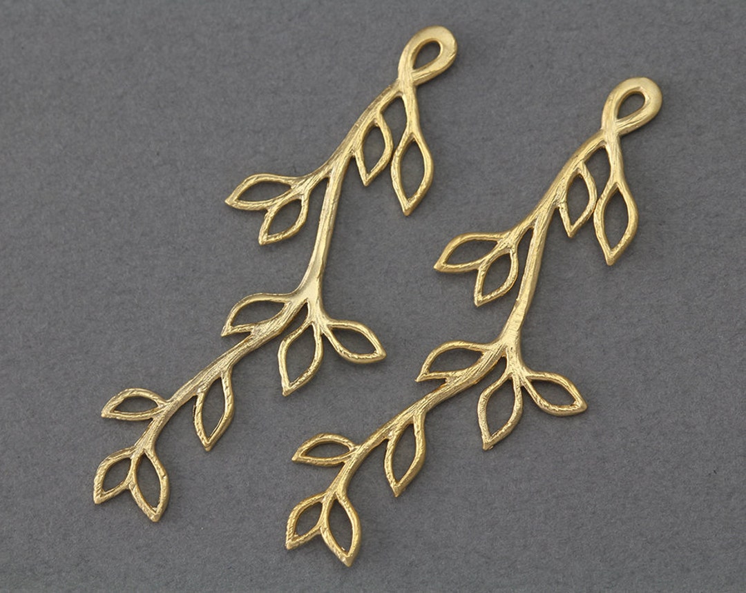 Branch Brass Connector . Jewelry Craft Supply . 16K Matte Gold Etsy