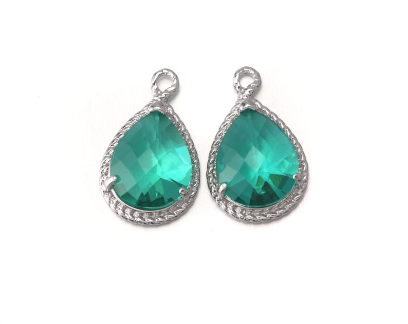 10/% OFF CG001-PR-HD Polished Original Rhodium Plated over Brass Wholesale Jewelry Supply Hiddenite Glass Pendant 10 Pieces