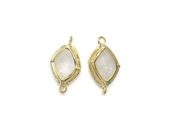 Connettore per pietre preziose di cristallo. Forniture per gioielli artigianali. Placcato oro lucido / 2 pezzi - DG079-PG-CR