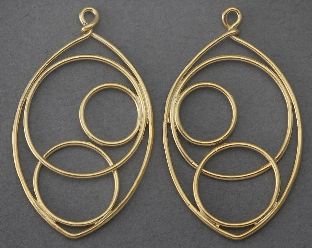 Teardrop Brass Pendant . Jewelry Craft Supply .16K Matte Gold Plated